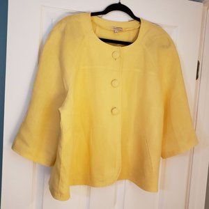 CHOICES Yellow Shirt Blouse Jacket Covered Buttons SZ 2X 3/4 Sleeve Vintage